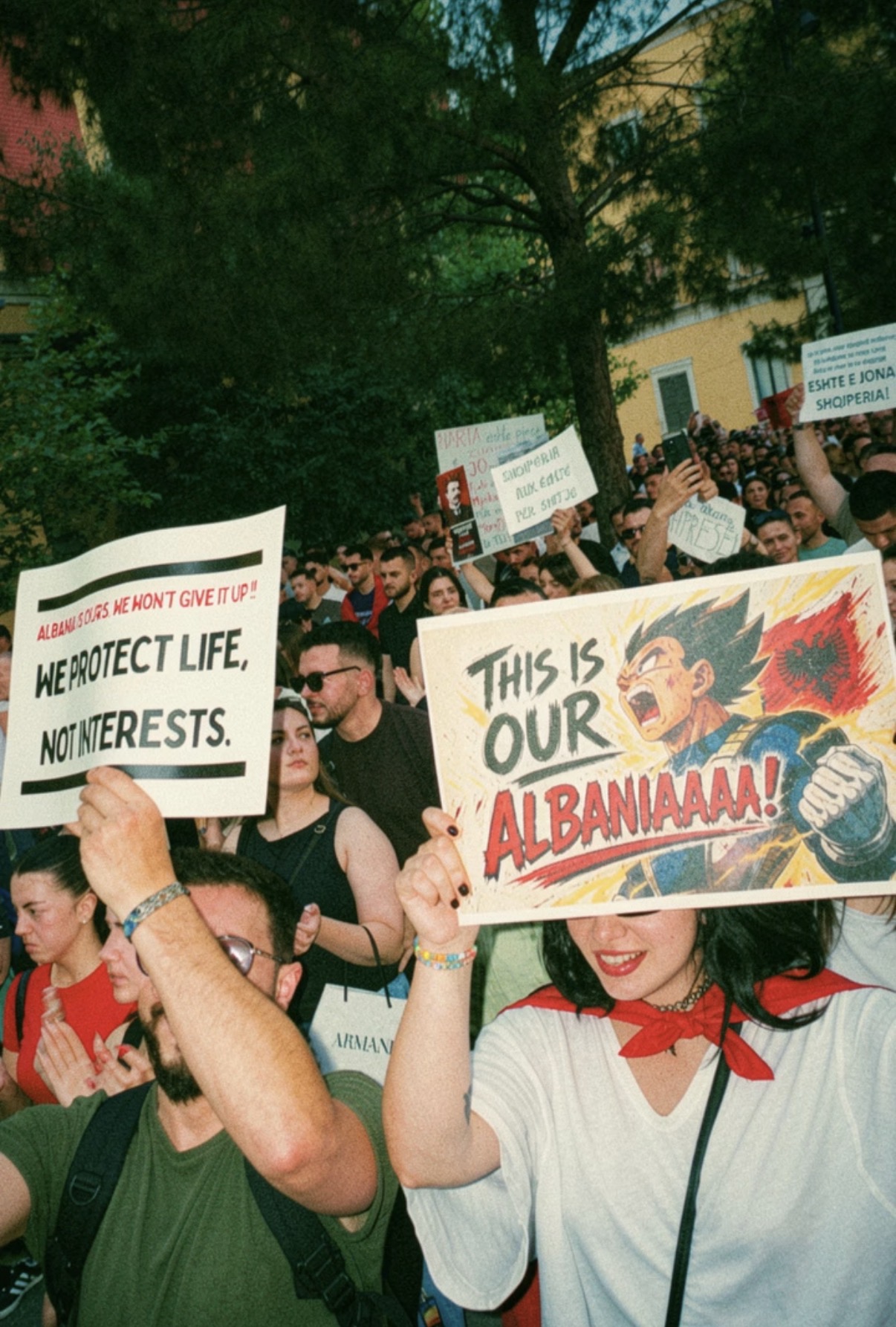 Protestues me pankarta 'This is our Albania'
